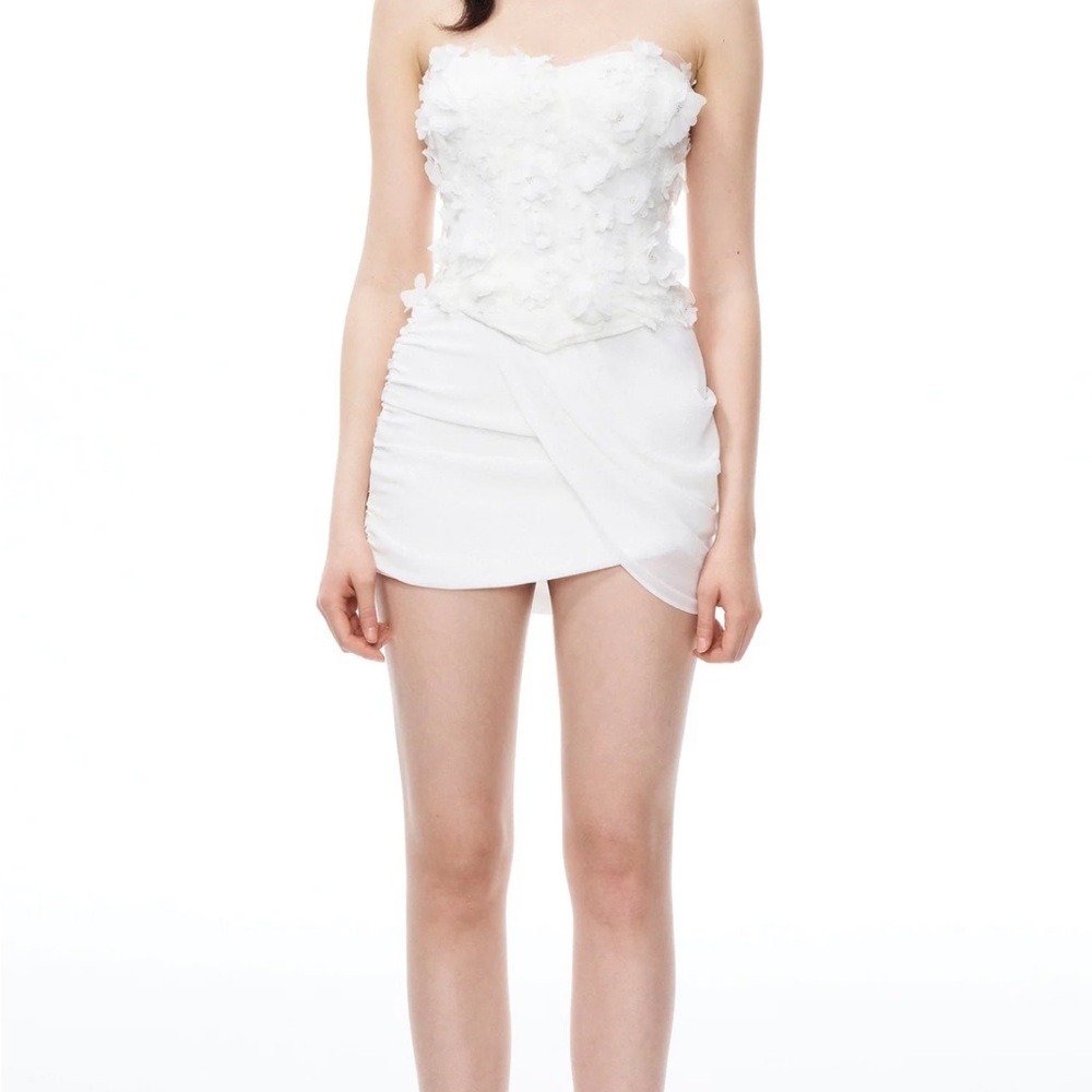 JW PEI White Strapless Floral Mini Dress